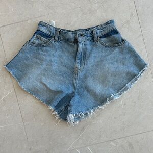Pinko Blue Frayed Jean Shorts